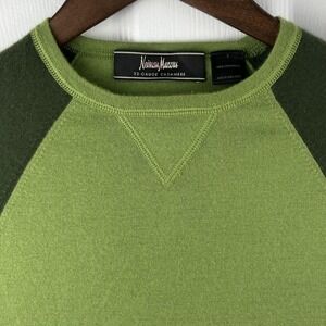 Neiman Marcus Sweater Mens Small Green 100% Cashmere Crewneck Pullover Raglan‎